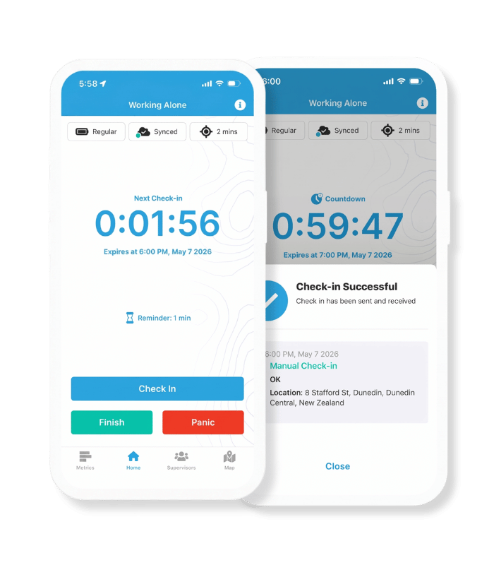 App screen showing check-in timer