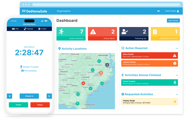 GetHomeSafe supervisor dashboard tracking land and environmental professionals across a United States map view