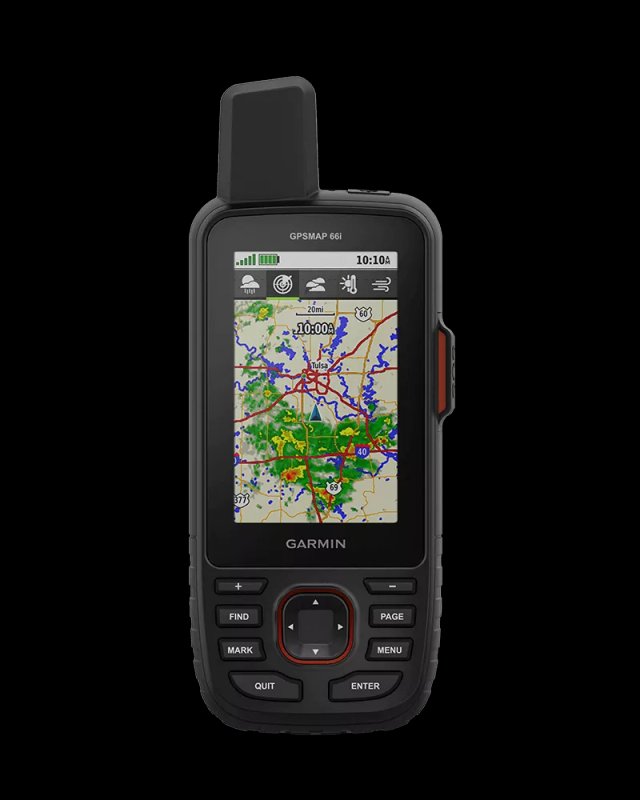 Garmin GPSMAP 66i handheld device showing preloaded topographic map display
