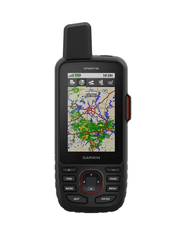 Garmin GPSMAP 66i handheld device showing preloaded topographic map display