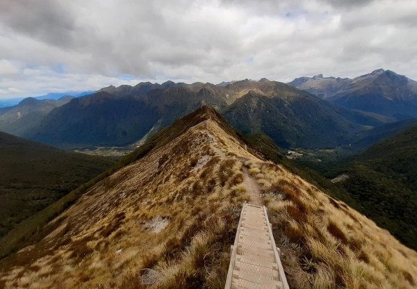 Sophia hiking the Kepler Track Great Walk near Te Anau