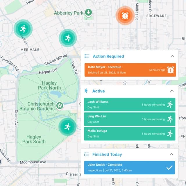 Monitoring multiple team member's locations in real-time