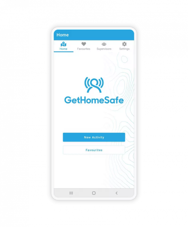 GetHomeSafe Android app showing the lone worker activity home screen