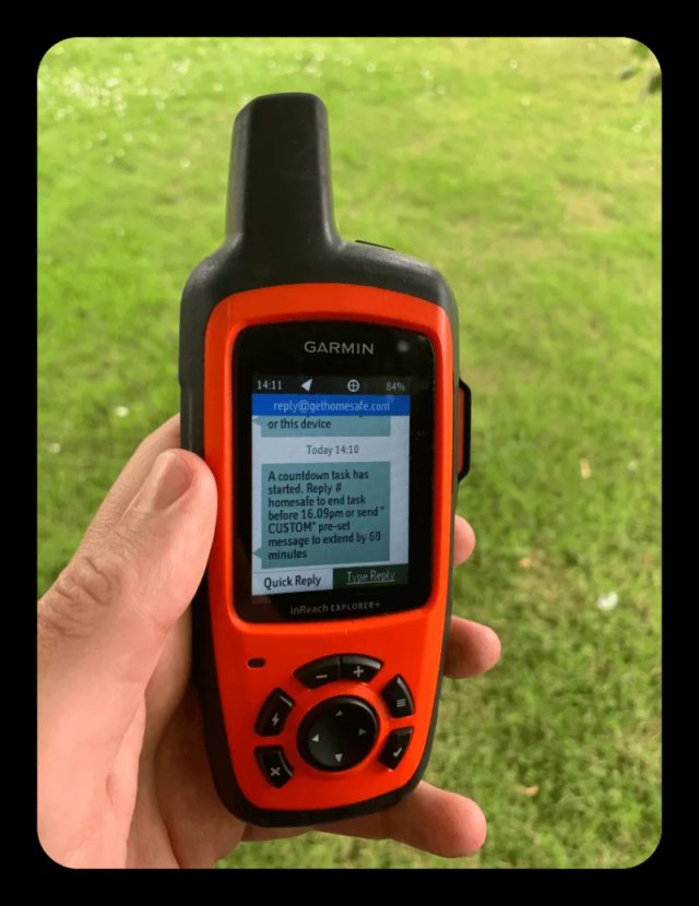 Garmin inReach Explorer+ satellite communicator shown from a side angle