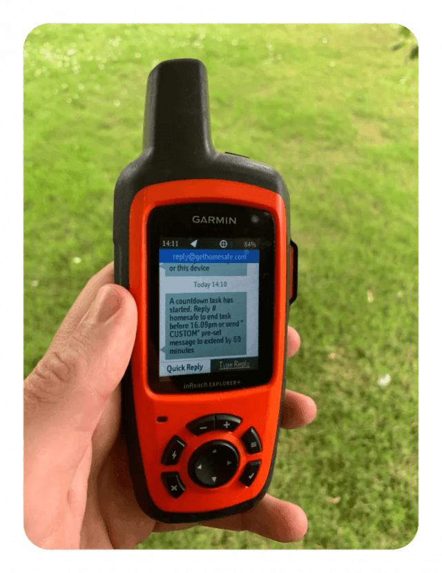 Garmin inReach Explorer+ satellite communicator shown from a side angle