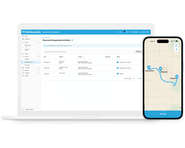 Journey management dashboard and app overview