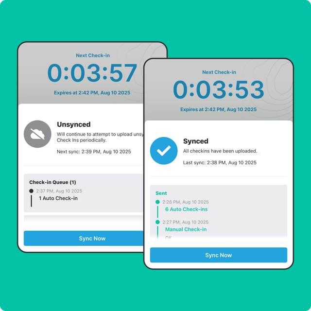 GetHomeSafe app syncing queued check-ins after reconnecting to network