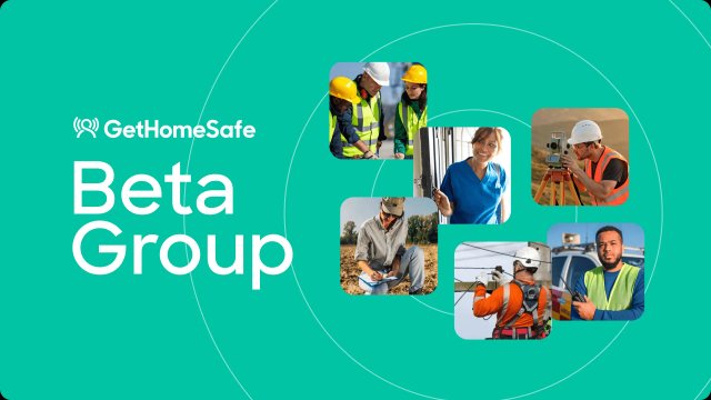 GetHomeSafe beta testing community promotional graphic with users and feedback icons