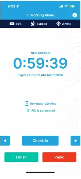 GetHomeSafe mobile app screen showing Flic2 button pairing and configuration options