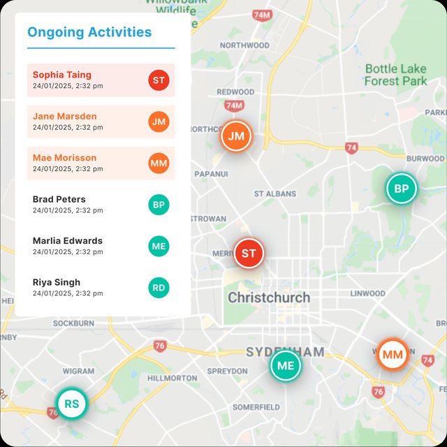 GetHomeSafe journey monitoring screen tracking driver check-ins and estimated arrival times