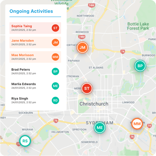 GetHomeSafe journey monitoring screen tracking driver check-ins and estimated arrival times