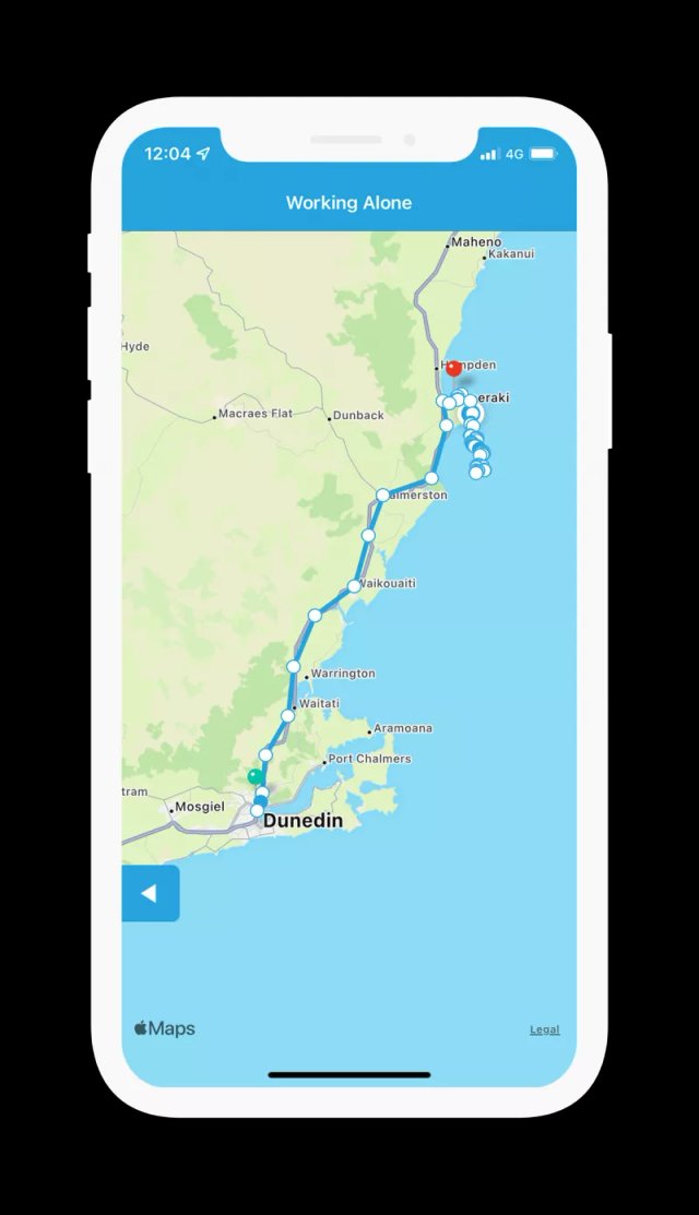 GetHomeSafe iOS app showing live GPS activity tracking on a map