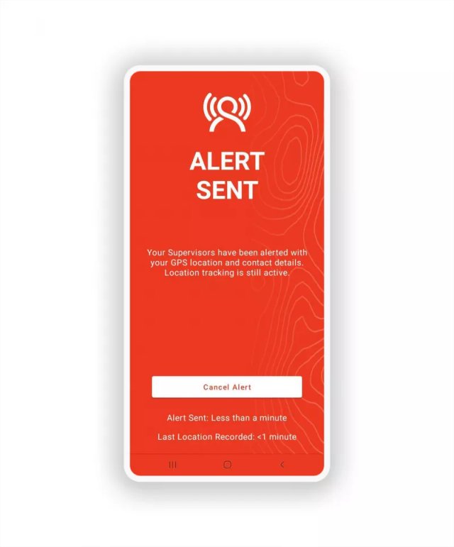 GetHomeSafe Android app showing an active alert notification screen