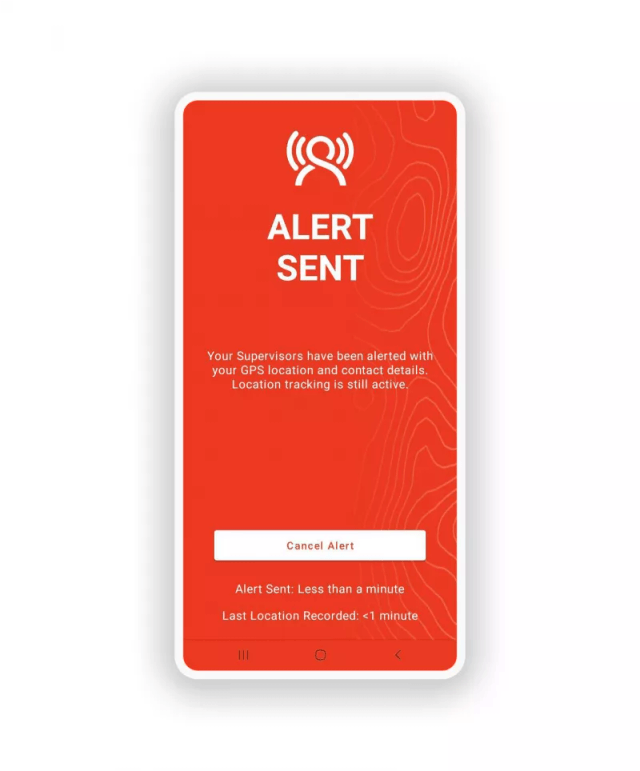 GetHomeSafe Android app showing an active alert notification screen