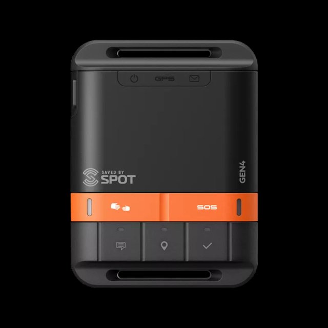 SPOT Gen4 handheld satellite tracker device with SOS button, front view