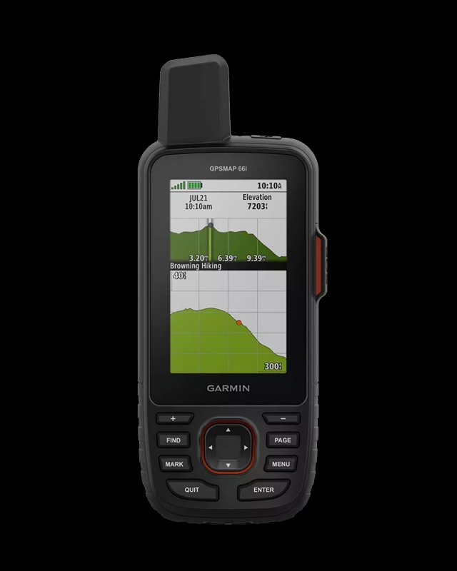 Garmin GPSMAP 66i satellite communicator shown from a side angle