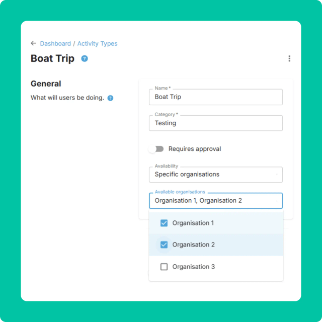 GetHomeSafe enterprise admin view of account-level activity types and risk assessments
