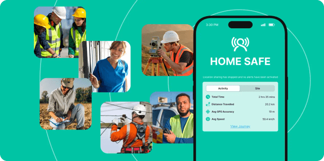 Collage of lone and remote workers across key industries trusting GetHomeSafe