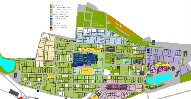 Fieldays venue map highlighting stand HW2 in the Health and Wellbeing marquee