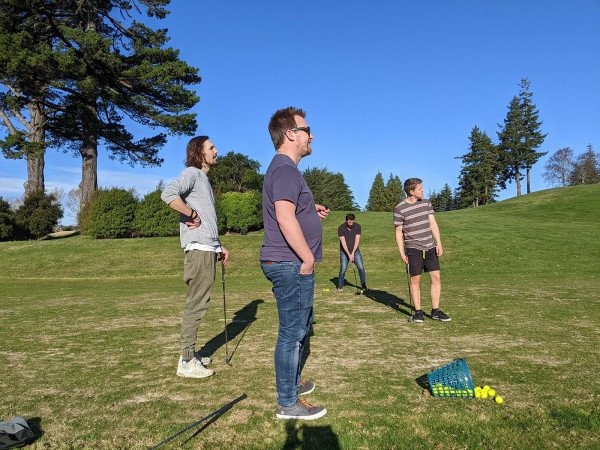 Colleagues enjoying the team golf afternoon at Otago Golf Club in Dunedin