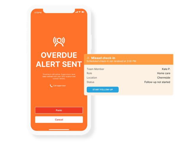 Overdue Check-In Alert - App and Dashboard