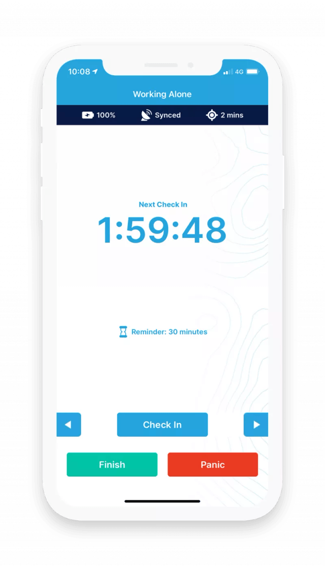 GetHomeSafe iOS app showing a recurring lone worker activity schedule