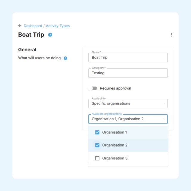 GetHomeSafe account-level categorisation interface for activity types and risk assessments