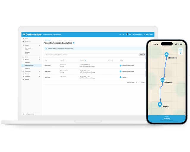 Journey management dashboard overview and app