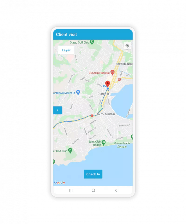 GetHomeSafe Android app showing live GPS activity tracking on a map