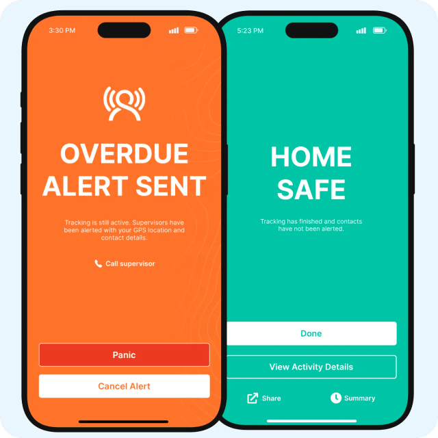 GetHomeSafe overdue alert notification screen prompting a supervisor to follow up with a worker