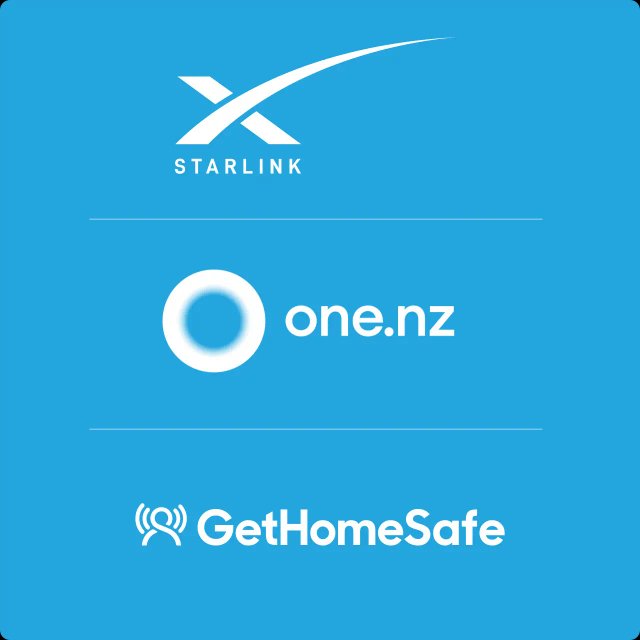 GetHomeSafe, OneNZ, and Starlink logos showcasing the satellite integration partnership