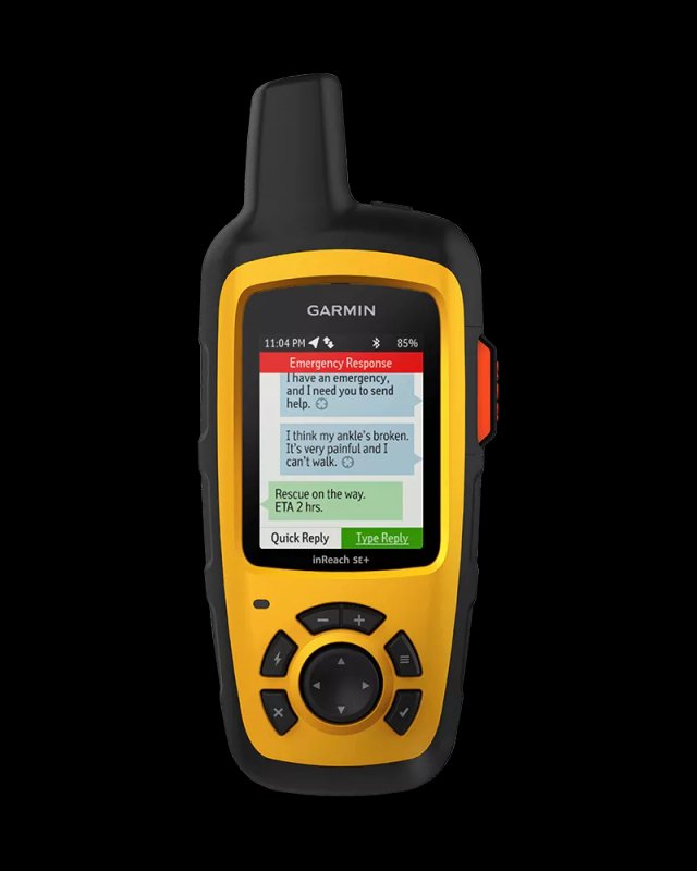 Garmin inReach SE+ satellite device shown from an angled perspective