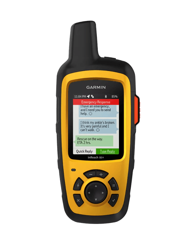 Garmin inReach SE+ satellite device shown from an angled perspective