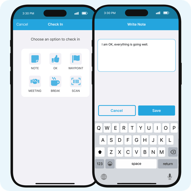 GetHomeSafe mobile app screen showing digital field notes, barcode scanning and location tagging